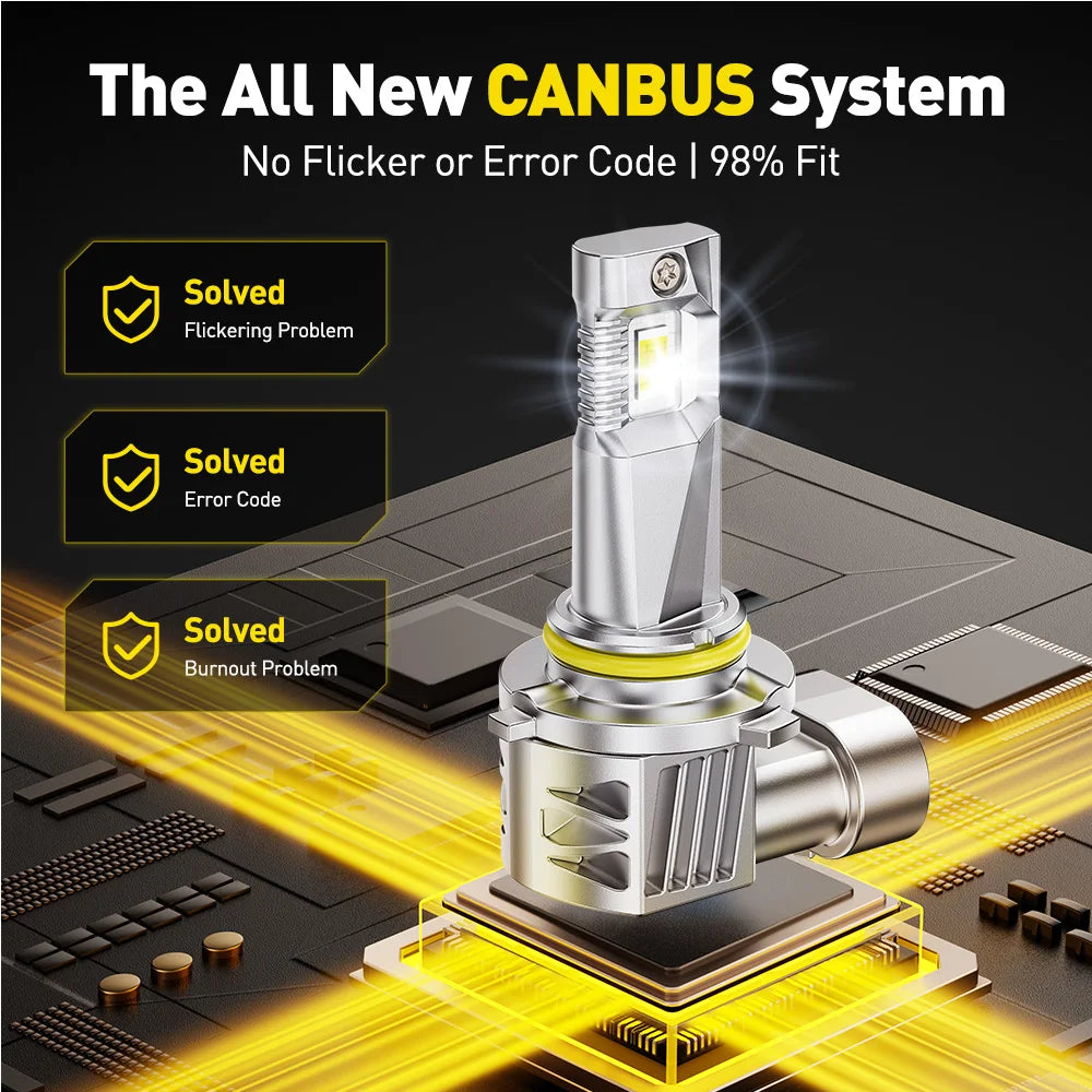2Pcs AUXITO Canbus 9005 9006 HB3 HB4 LED Headlight Kit Plug 