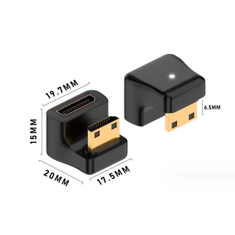 360 Degree Angled U-shaped L Converter Mini HDMI Male to HDM