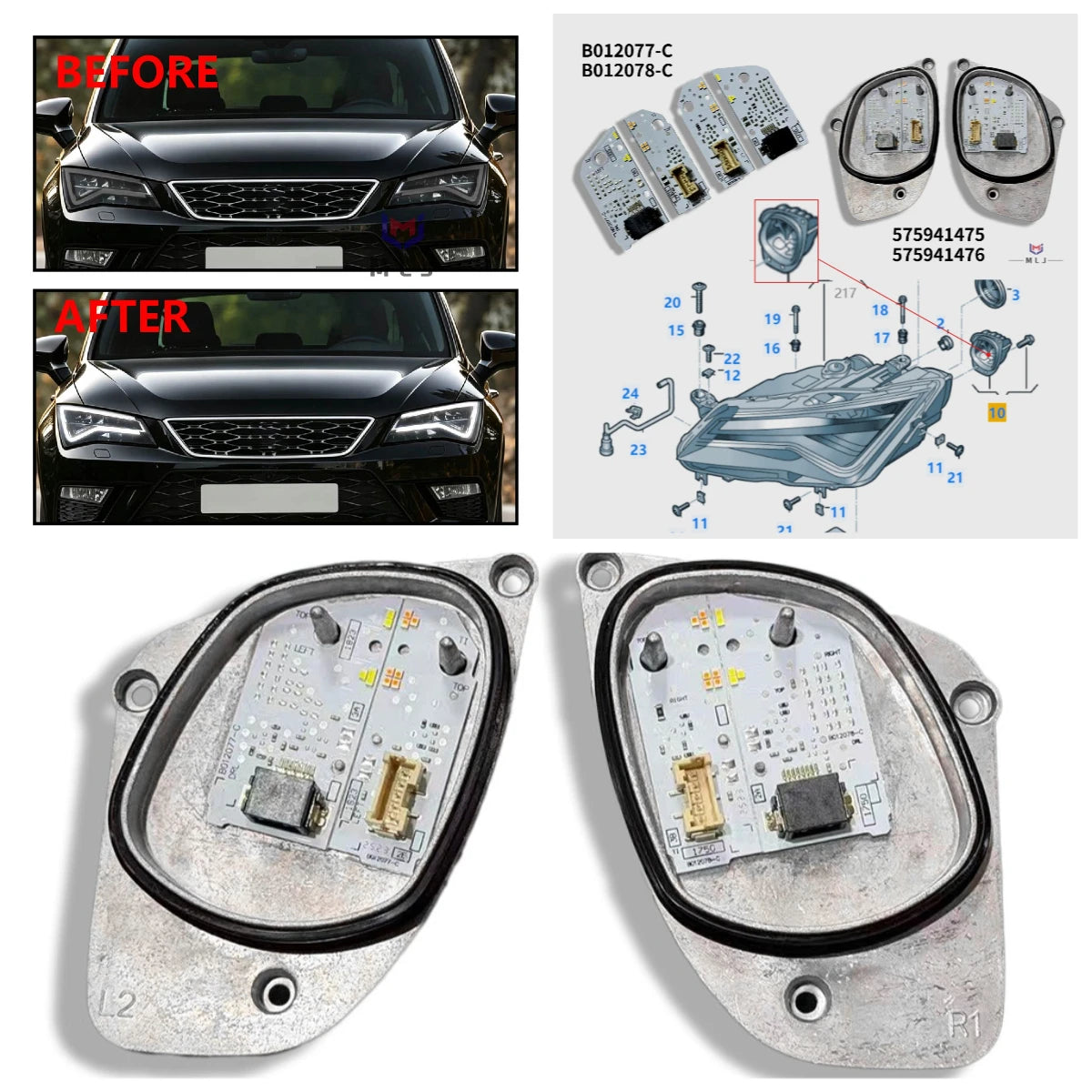 Angel Eyes DRL LED Source Module For SEAT Ateca KH7 2017 Headlight Replacement Spare Parts for SEAT