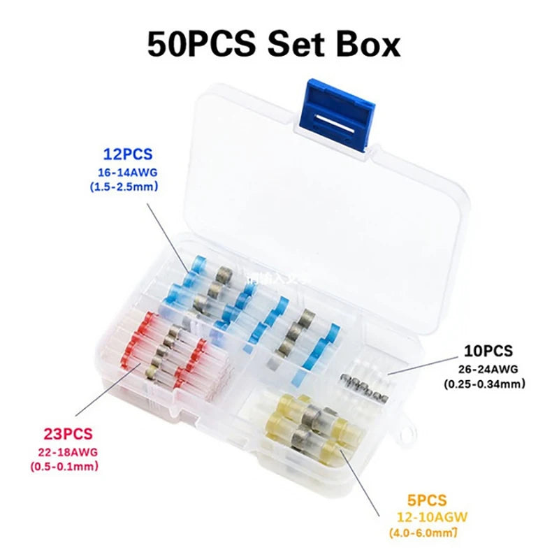 50-800Pcs Automotive Marine Solder Seal Wire Connectors Heat Shrink Solder Butt Insulated Connectors Solder Connector Kit