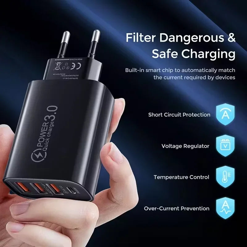 PD 30W Fast Charging Charger Multi Ports Quick Charging Adap