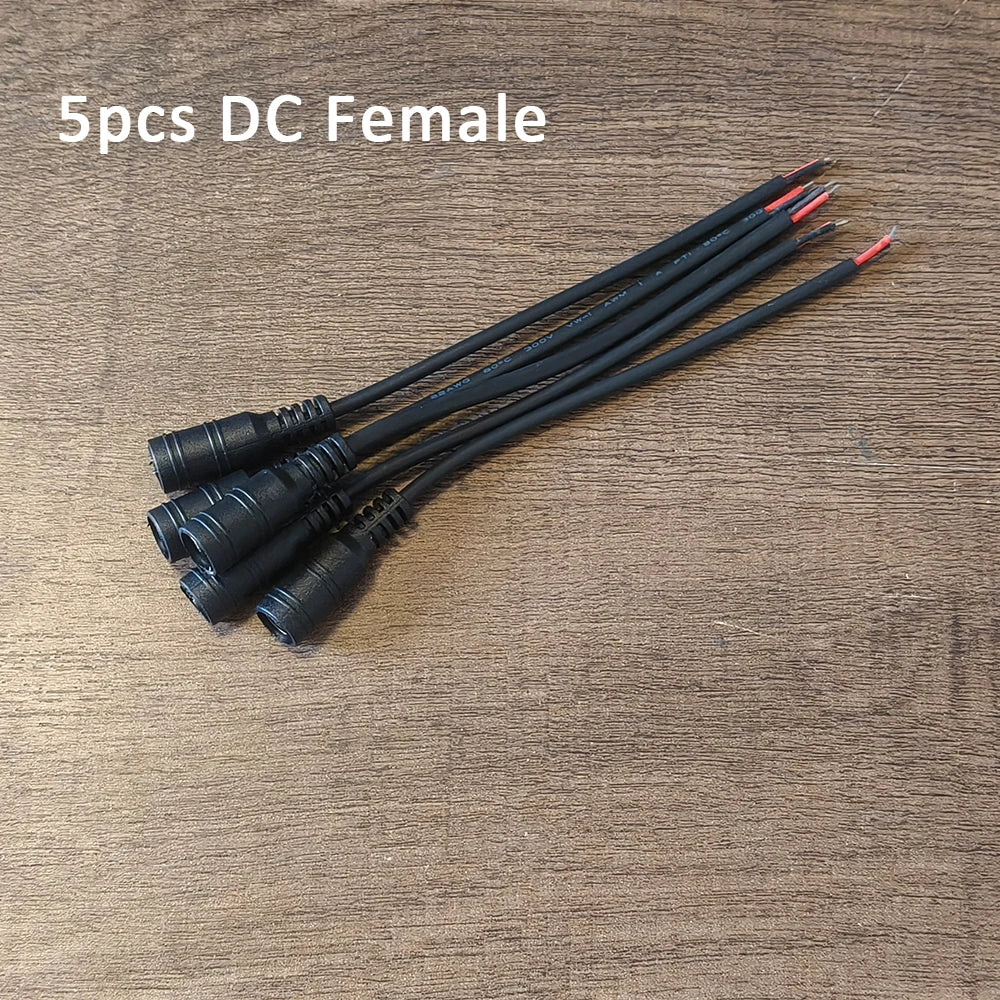 Black 15cm DC Cable 5.5 x 2.1mm DC Plug Jack Connector Wire Pigtail Male Female 5.5 2.1 Adapter for 5050 3528 LED Strip Light