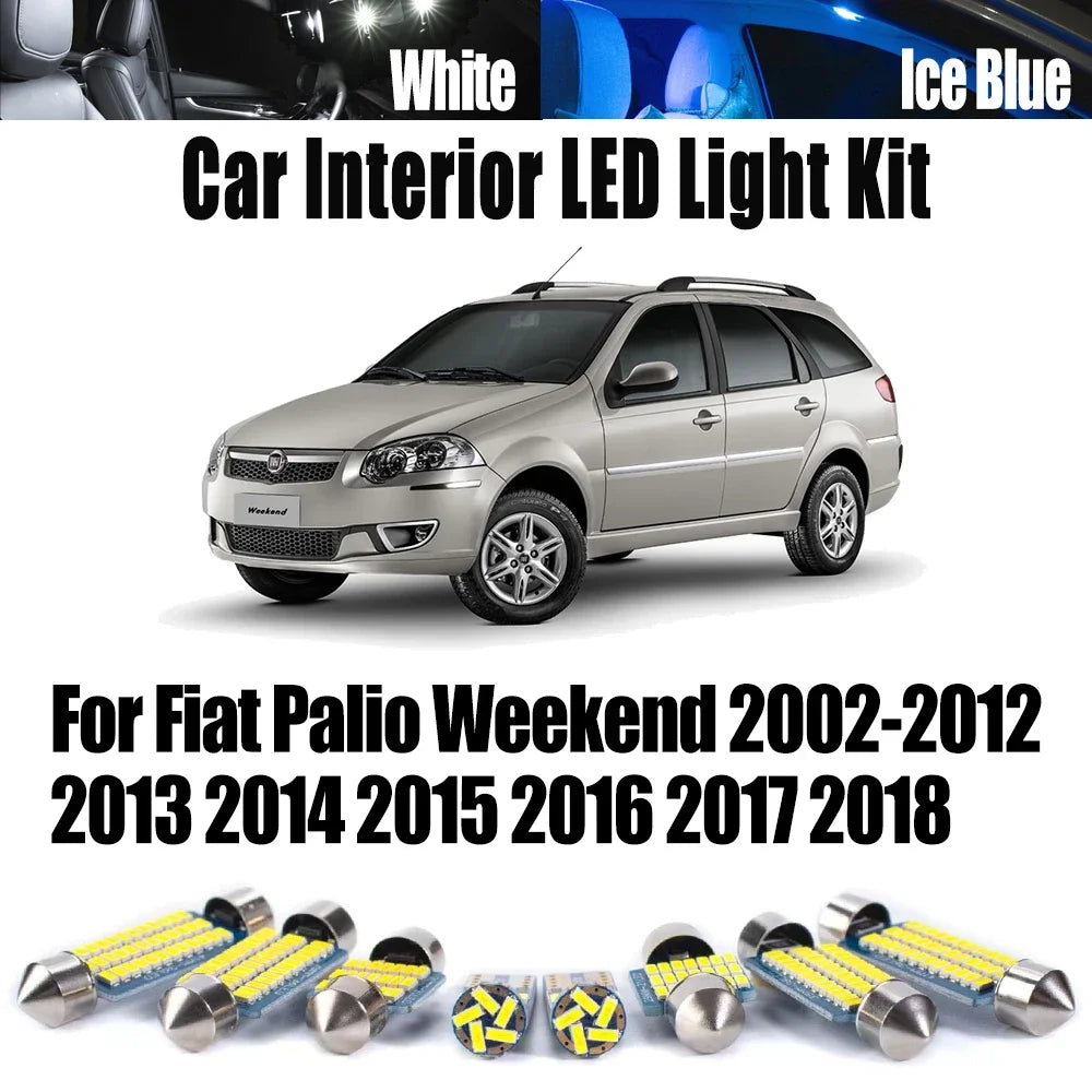 9-Piece LED Interior Light Kit for Fiat 2002-2015 - Canbus Error-Free Interior Bulbs