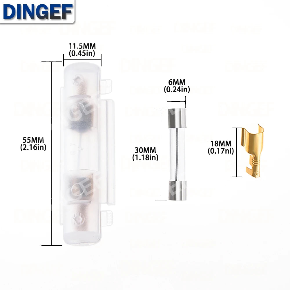 5Set 6X30MM Glass Fuse Holder With 250V 0.25A 0.5A 1A 1.5A 2
