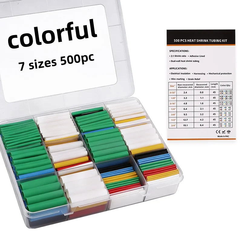 Universal 400 Piece Heat Shrink Tubing Kit -3 1 Adhesive Backing Household Marine Grade Heat Shrink Film Insulation Tubing
