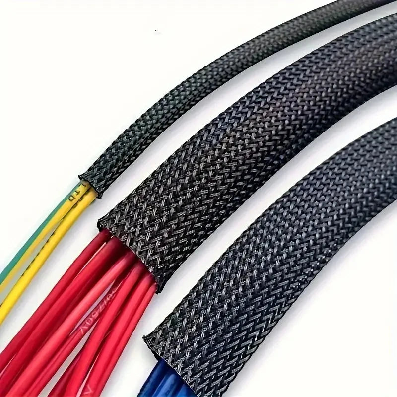 10m /32.8 ft Pet Expandable Braided Mesh Sleeve Black Flexib
