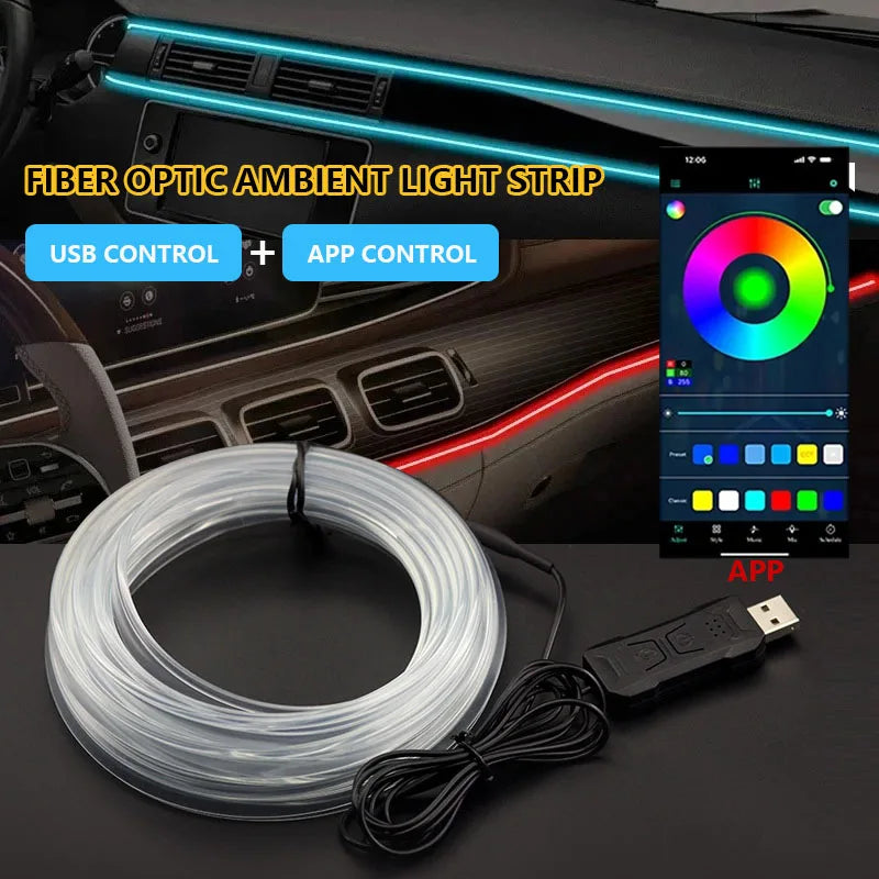 2/3/4/5M RGB Car Interior Atmosphere Light Ambient LED Light