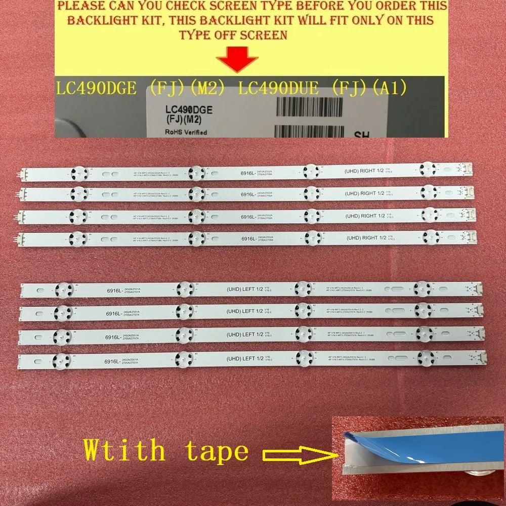 LED Backlight Strip for 8 PCS/set LED Strip for 6916L-2706A 2705A 2708A 6916L-2710A 2712A 2709A TV Screen