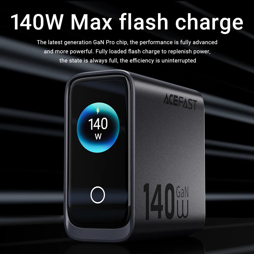 ACEFAST US Plug GaN 140W Fast Charging Phone Charger LED Dis
