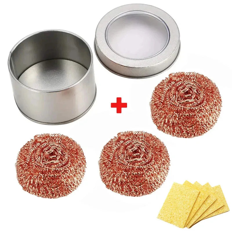Metal Wire With Stand Set Welding Desoldering Soldering Solder Iron Tip Dross Cleaner Cleaning Steel Ball Mesh Filter Tin Remove