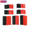127Pcs 2 1 Heat Shrink Tubing Assortment - Black Red Polyole