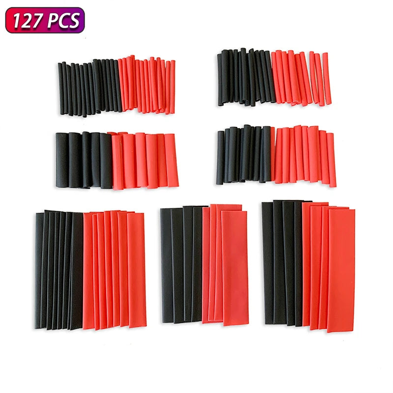 127Pcs 2 1 Heat Shrink Tubing Assortment - Black Red Polyole