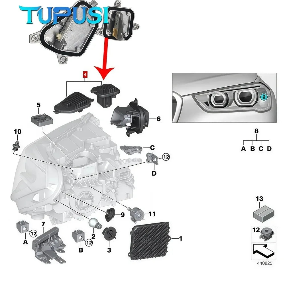 Angel Eyes DRL Board 63117428792 for BMW X1 F48 2017-2019 LED Headlight Blue Red Daytime Running Light Module