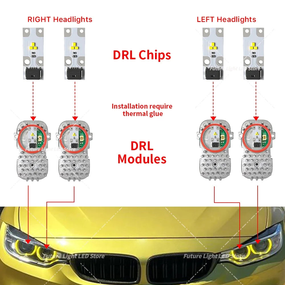 Xenon Headlight Daytime Running Light Module Yellow Blue Red DRL Chip Boards Angel Eyes for BMW E93 E92