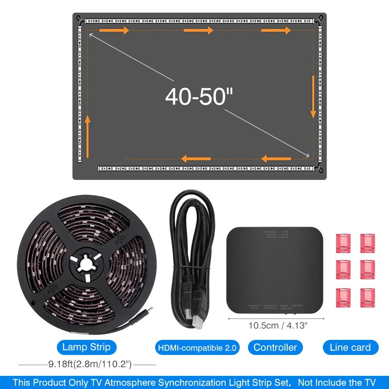 2026 New Ambient TV LED Backlight Sync to Screen For 40-85Inch Real-Time Sync LED Light Strip For 4K HDMI-Compatible 2.0 Device