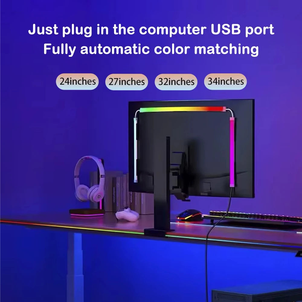24-34 Inch USB PC LED Strip Lights Computer Sync Light Strip