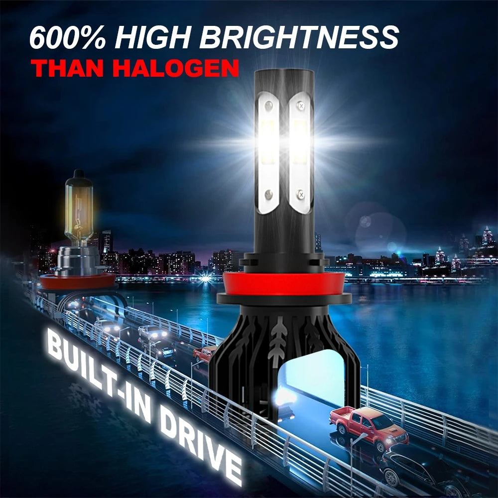 1 Set 4 Sides 9007 LED Car Headlight Bulbs 25000LM 200W 9007
