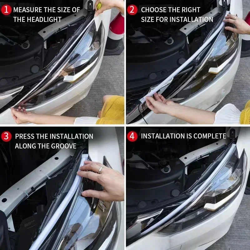 2Pcs 12V Led Guide Strip Headlight for Car Daytime Running L
