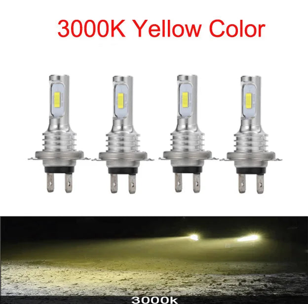 4PCS H7 LED H4 Headlight Bulbs High Low Beam 6000K White Lights Car Fog Lights Auto DRL H11 CSP Chips 12V 24V 80W 3000K 4300K