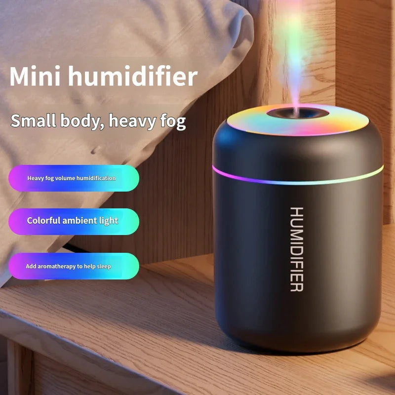 USB Mini Humidifier Quiet Large Mist Colorful Ambient Light 