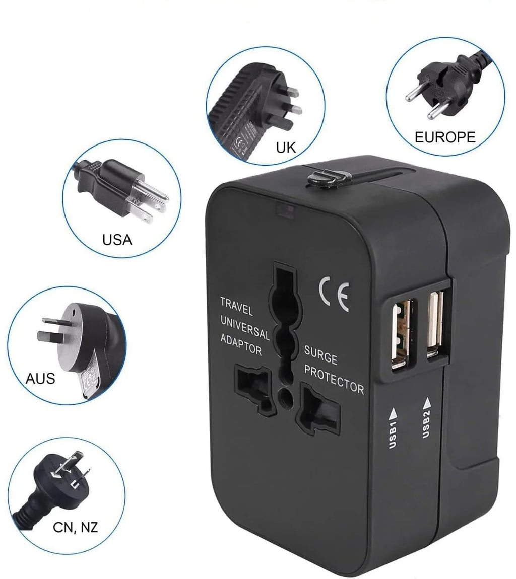 1pc Travel Adapter with 2 USB Charging Ports Dual USB Charge