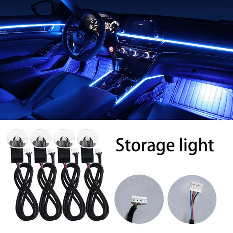 Dual Zone 18 in 1 RGB 64 Colors Acrylic Strip Car LED Ambien