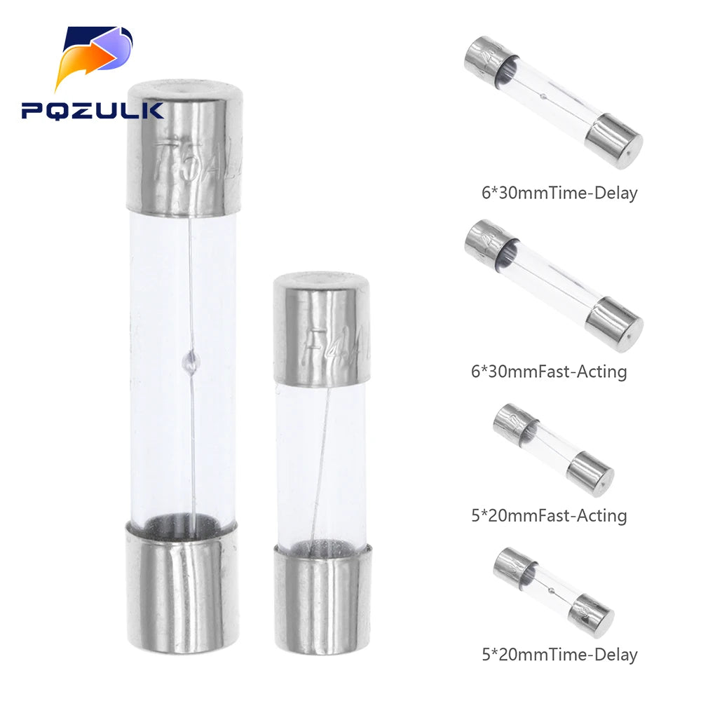 Slow Blow Glass Tube Fuse 5x20MM 6X30MM 0.5A 1A 2A 3A 4A 5A 