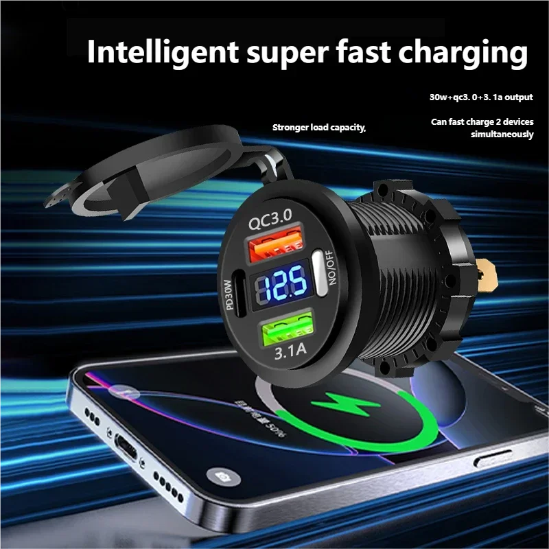 New Car USB Charger PD3.0 & QC3.0 Fast Charging Socket with 