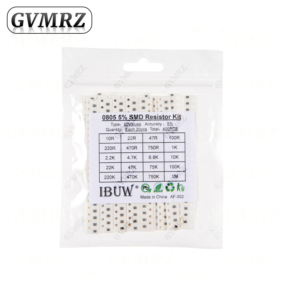 0201 0402 0603 0805 1206 1% 5% SMD Resistor Assorted Kit 1R-1M 10K 100K 1K 100R Resistance Set DIY 1R00 0R82 0R47 0R33