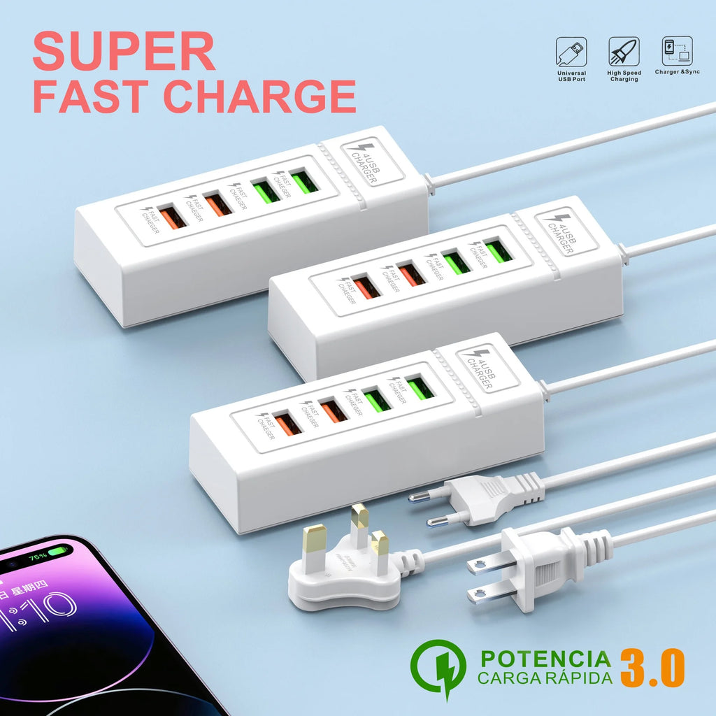 USB Fast Charging Charger Type C Wall Charger 4 Ports For iP