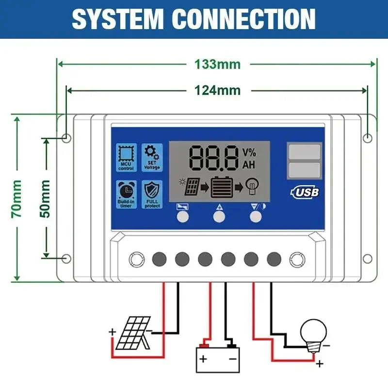 100A Solar Charge Controller 12V 24V Solar Panel Regulator A