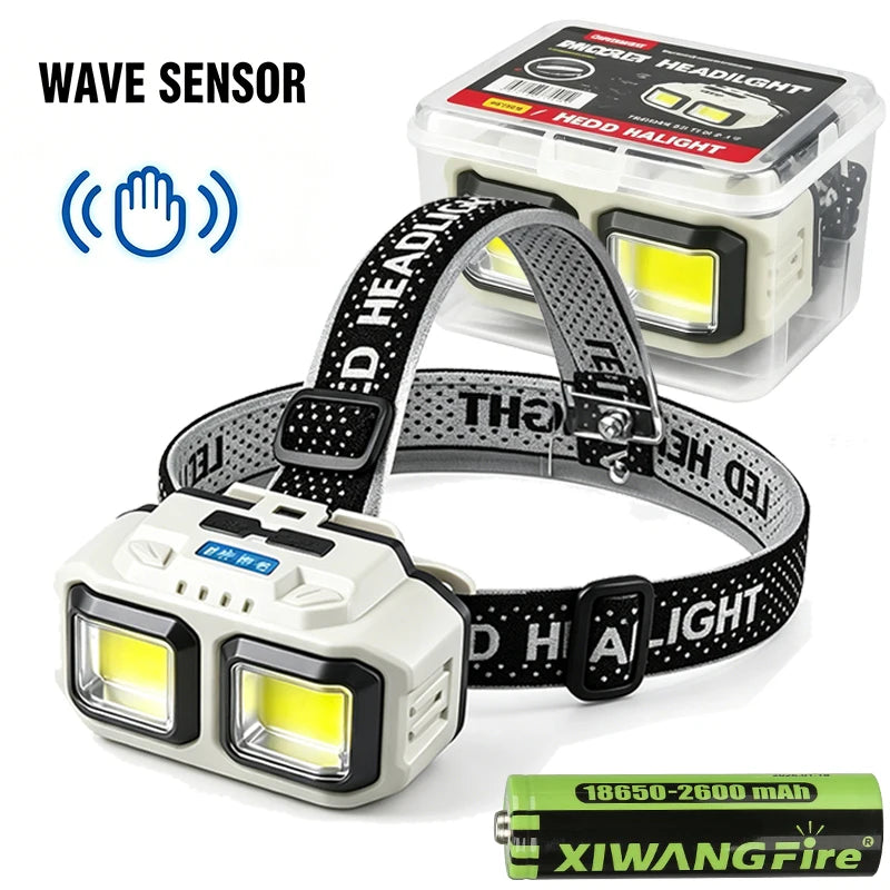 Super Bright LED Induction Headlamp USB Rechargeable Flashlight Headlight Waterproof Head Light For Outdoor Camping Fishing