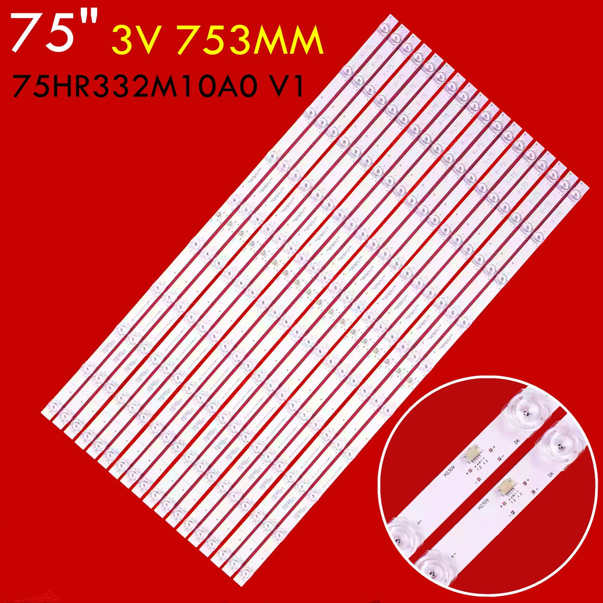 LED Backlight Strip for HD-I7590E 750D18 10*18 75HR332M10A0 V1 - Replacement TV Backlight Strip