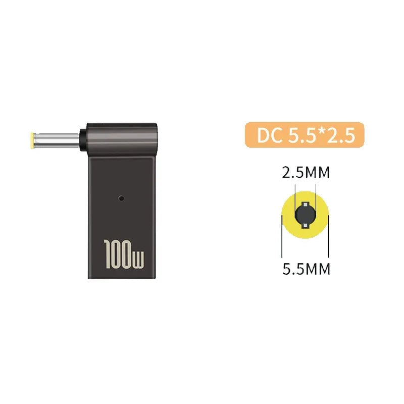 100W USB Type C Fast Charging Adapter Plug Connector Universal USB C Laptop Charger Converter for Dell Asus Hp Acer Lenovo