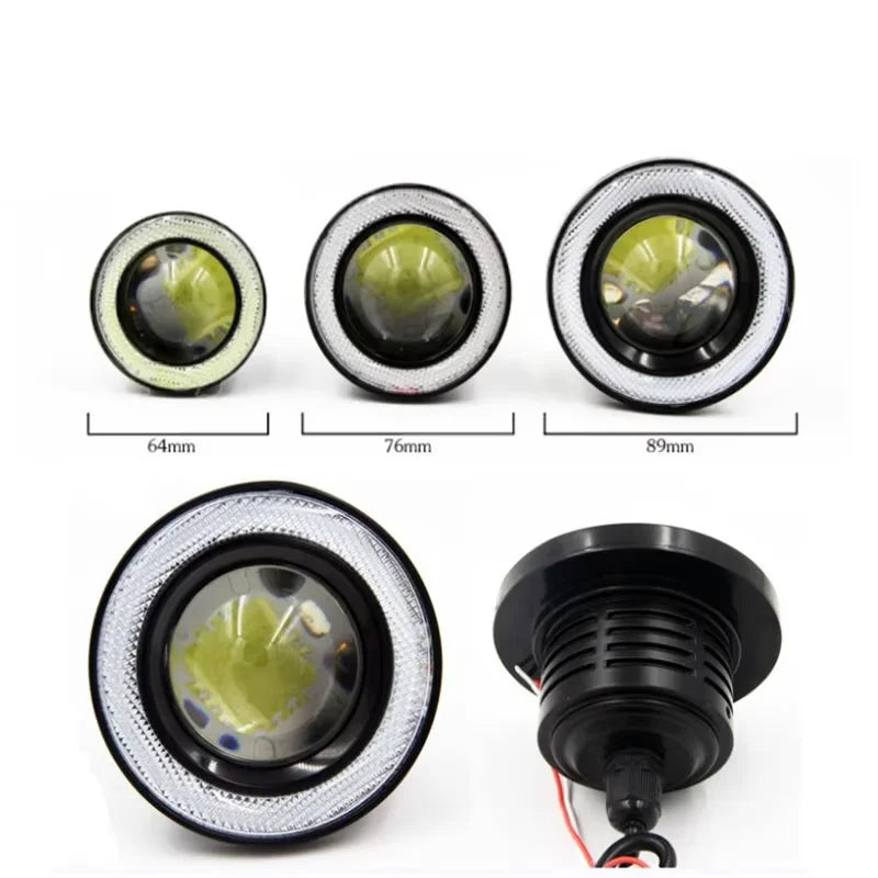 2Pcs Auto 30W Car Driving DRL Fog Lights COB Angel Eye 64/76