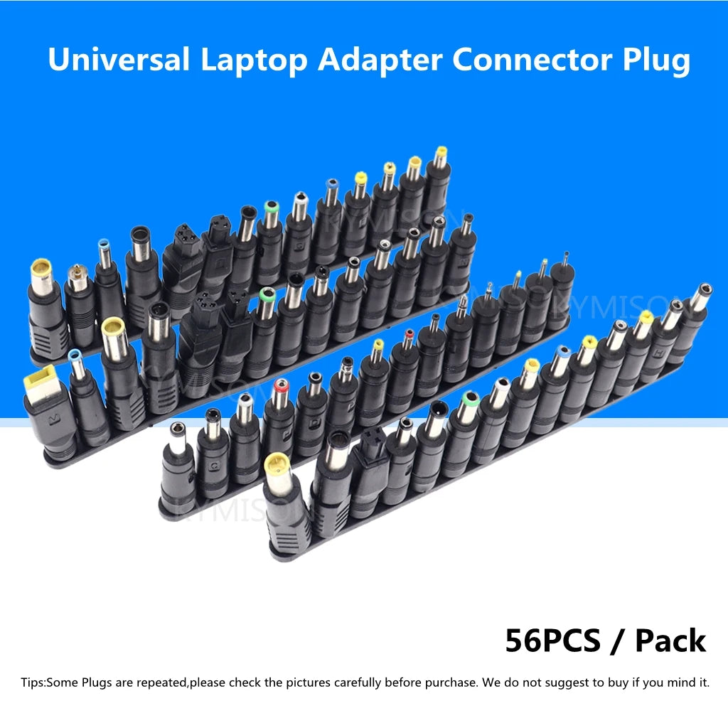 56pcs Universal Laptop AC DC Jack Power Supply Adapter Conne