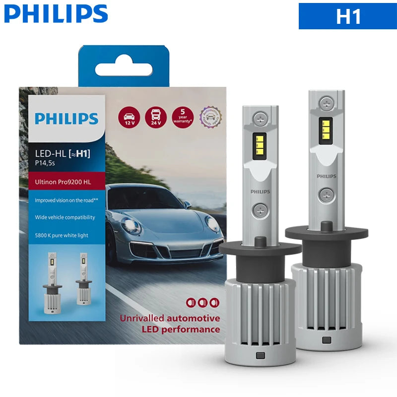 Philips Pro9200 LED H4 H7 H9 H11 HB3 HB4 HIR2 Car Head Light 12/24V Bulbs +400% Bright 5800K Power White Upgrade High Low Beam