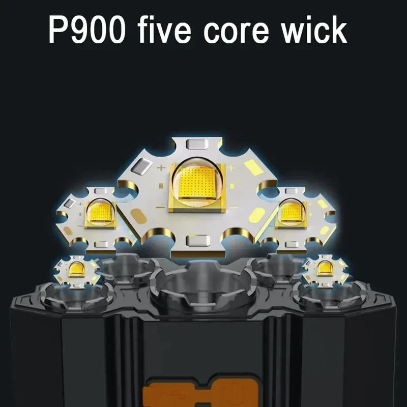 5 LED Flashlight Rechargeable with Built in Lithium Battery 