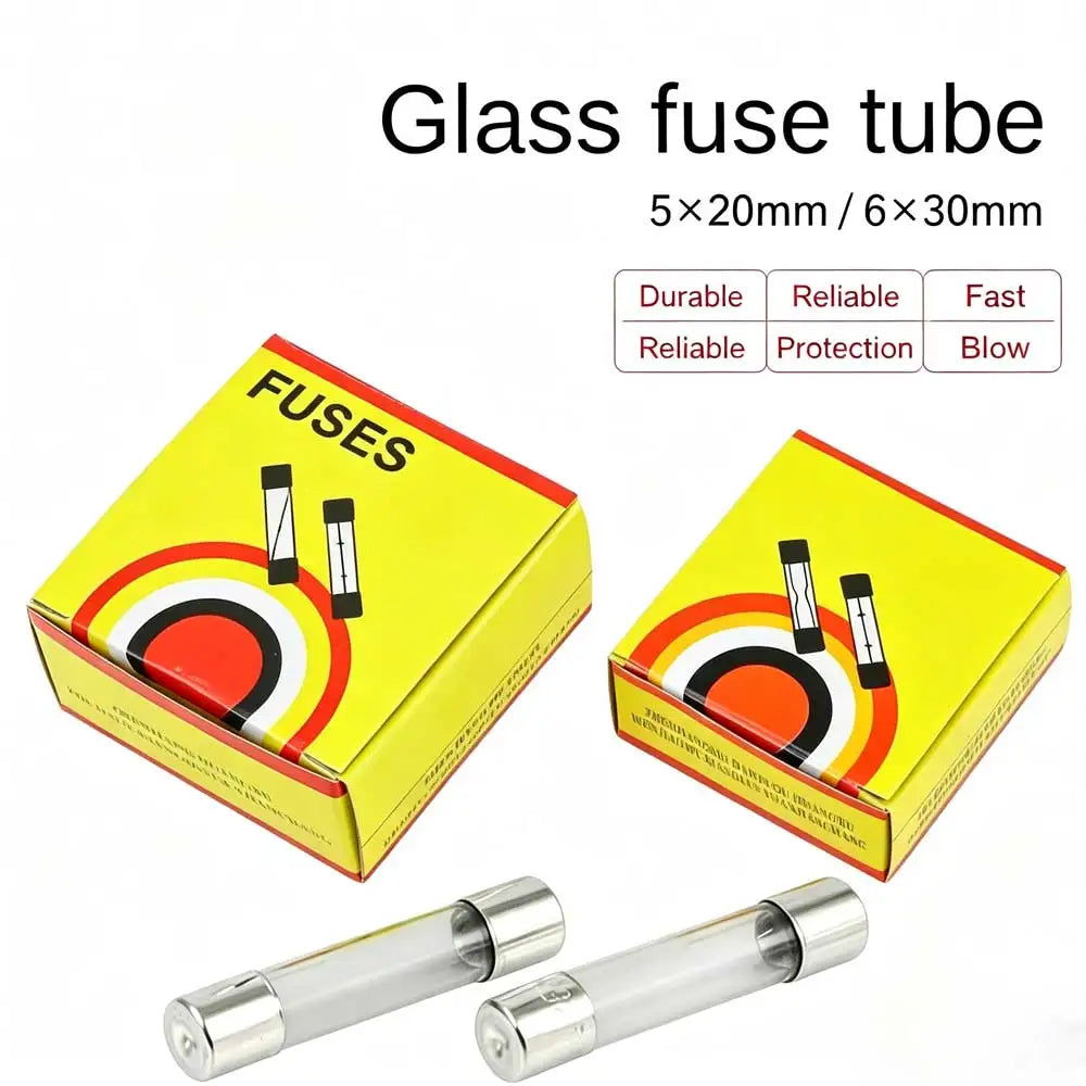 10/100 PCS Fuse Tube 5x20 6x30 Glass Fuse Tube 250V 0.1A 0.2