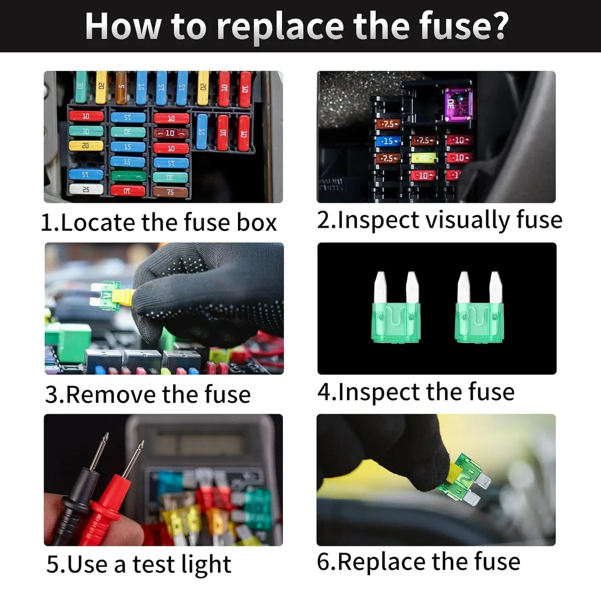 100 Pcs Mini fuses Kit Blade Fuse Assortment Kit with Puller