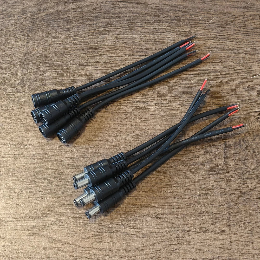Black 15cm DC Cable 5.5 x 2.1mm DC Plug Jack Connector Wire 