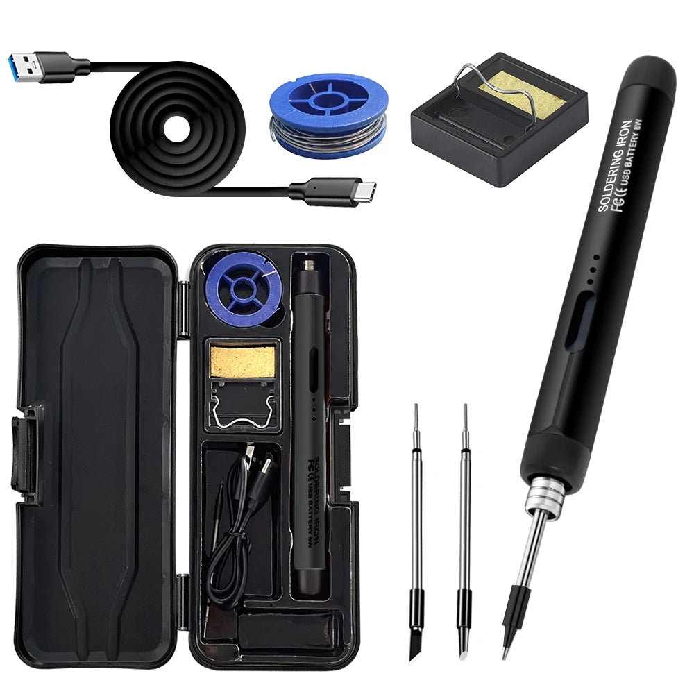 USB Soldering Iron Mini Small Soldering Iron Set Portable Household Type-C Interface 800mAh Battery Adjustable Temperature
