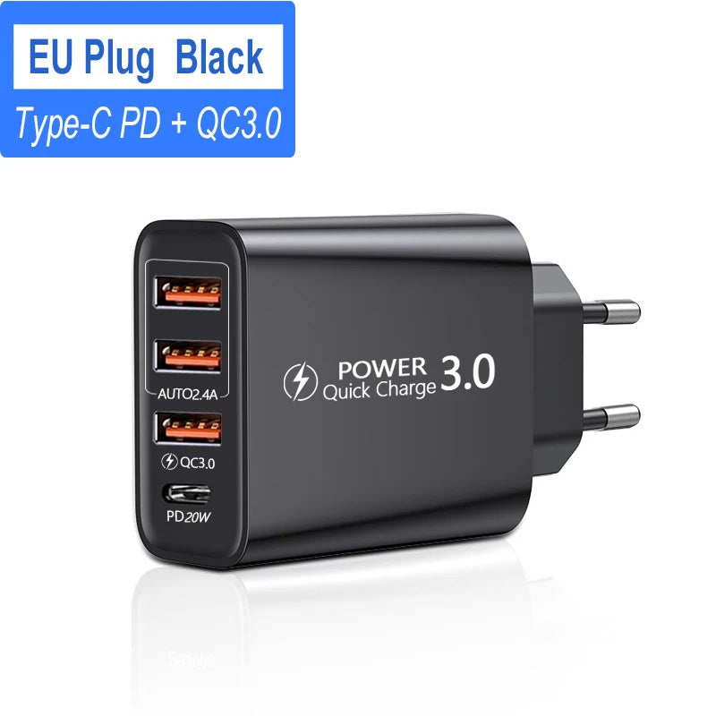 20W 2-Port USB Wall Charger Fast Charging Block Universal PD Adapter Plug for iPhone 13 12 Samsung Galaxy Xiaomi Mobile Phones