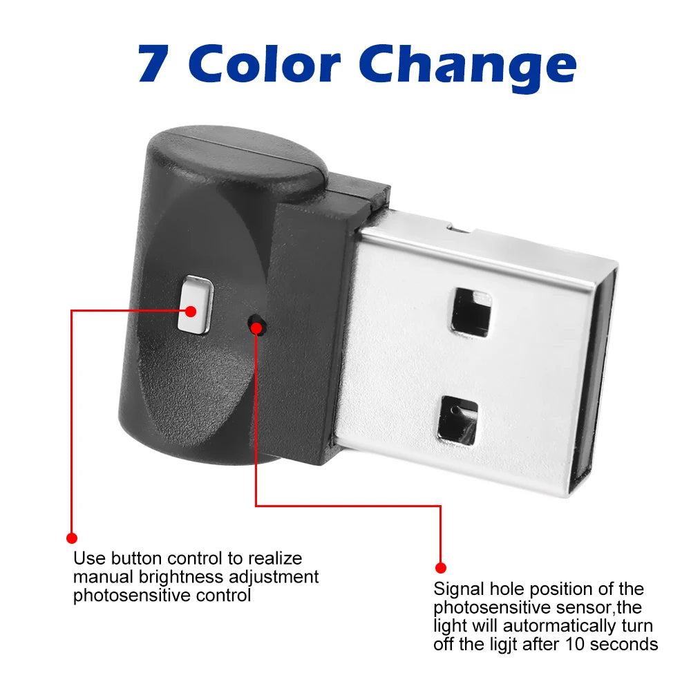 Mini USB Car Foot Light Emergency Lighting Car Accessory PC 