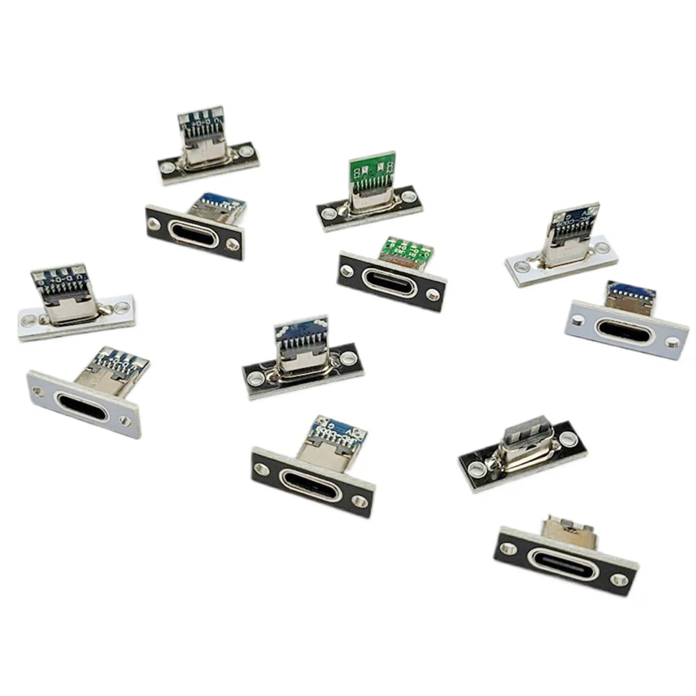 10/5/2Pcs Type-C USB Jack Socket With Fixing Plate 2Pin 4Pin