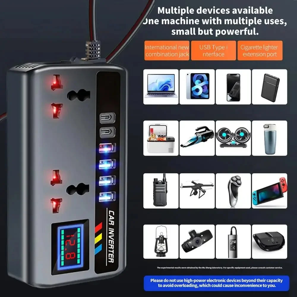 Portable Car Inverter 12V to 110V / 24V to 220V Outlet Adapt