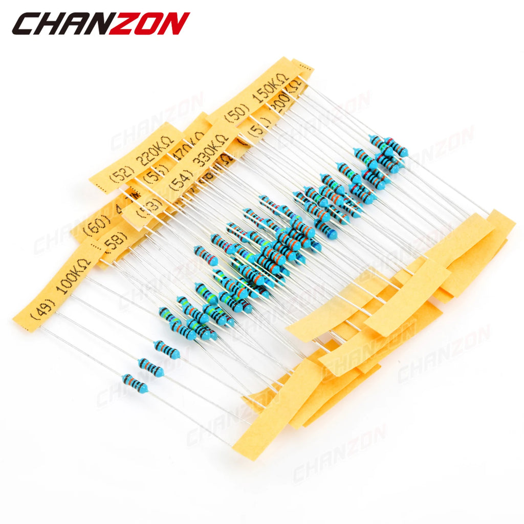 60 Values 1/4W 1% Metal Film Resistors Kit 300Pcs 1 ohm - 4.