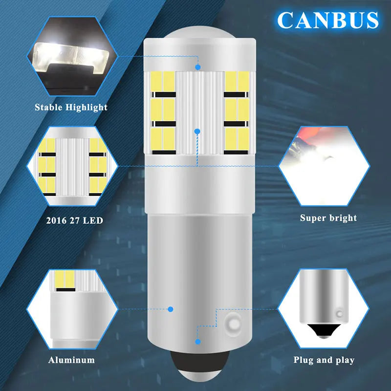 KEVANLY 2pcs BA9S BAX9S BAY9S LED Bulbs Canbus T4W H6W H21W 