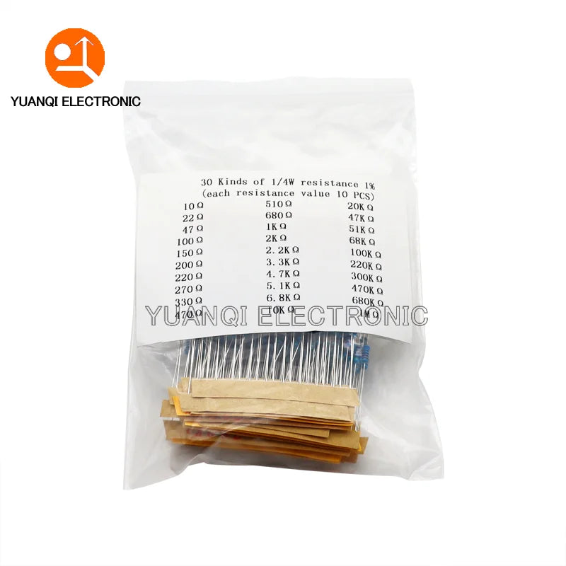 600pcs/set 300pcs/set 30 Kinds 1/4W Resistance 1% Metal Film
