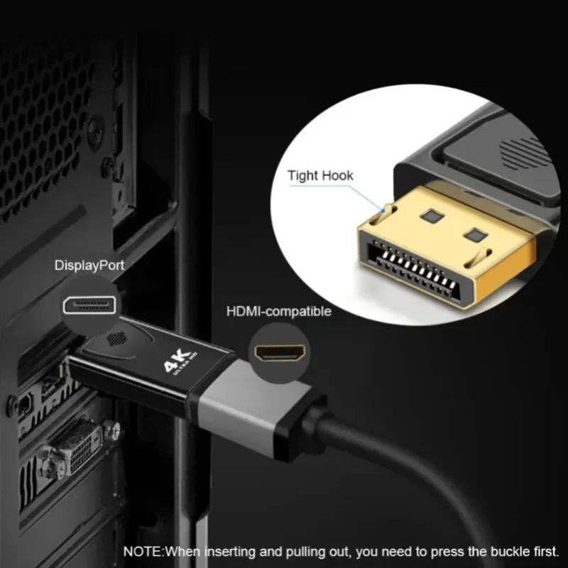 4K DisplayPort to HDMI-compatible Adapter Cable 1080P DP to 